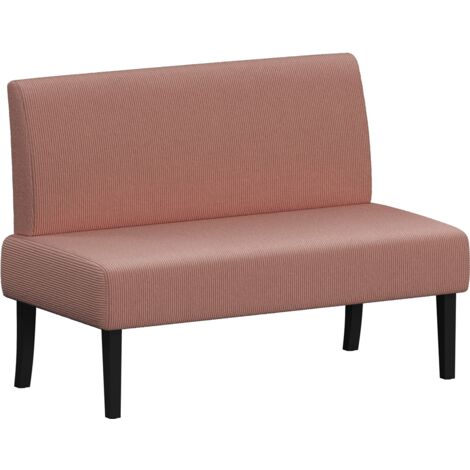 Yaheetech – Canapé 2 places en velours côtelé rose – Dossier ergonomique – Dimensions 109,5x62,5x84,5 cm – Charge max 136 kg – Pour petits espaces