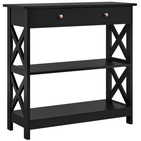 Yaheetech – Table console en bois MDF noir – 2 étagères ouvertes – Dimensions 80x30x80 cm – Design en forme X pour entrée ou salon