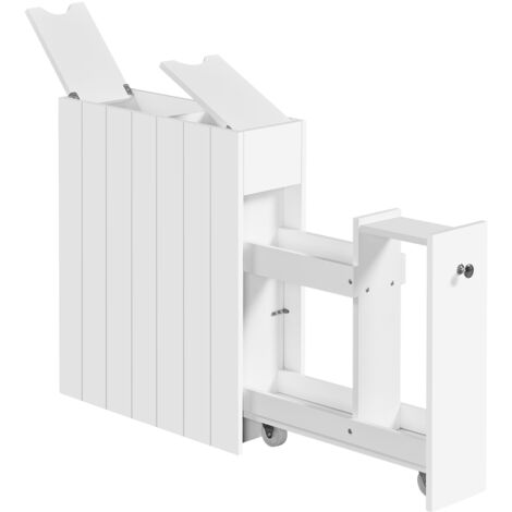 Yaheetech – Meuble de salle de bains étroit avec tiroir coulissant – Rangement pour papier toilette – Dimensions 50 × 17 × 58 cm – Blanc élégant