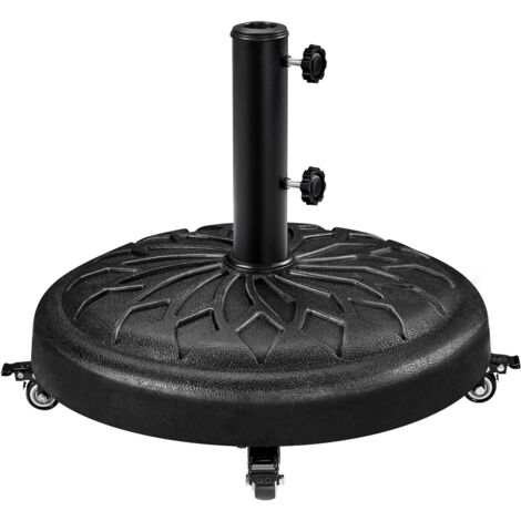 Yaheetech Pied de Parasol Rond à roulettes 24,72 kg,Base de Parasol Standard en Résine pour Mât de Ø 38 mm/48 mm/57mm du Parasol, Patio Jardin Extérieur Marché Black