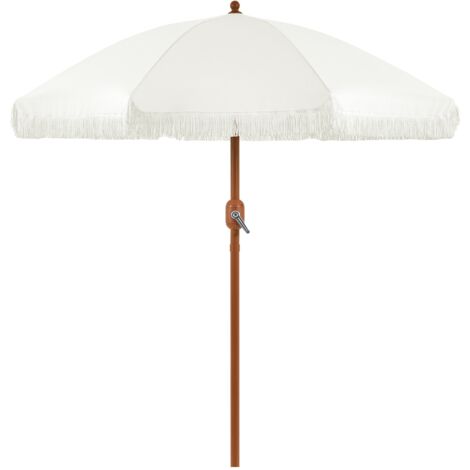 Yaheetech – Parasol de jardin inclinable 230cm – Protection UV – Imperméable – 8 baleines en fibre de verre – Manivelle – Housse de protection crème