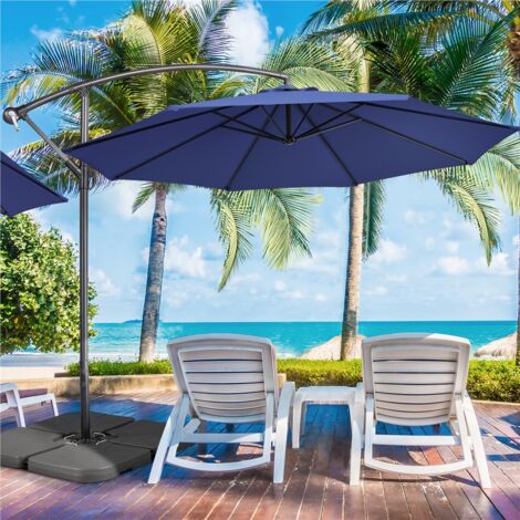 Parasol Hawaii 3 Mètres Pliable - Double Toit En Raphia - 360° Rotatif - Jardin, Plage, Terrasse