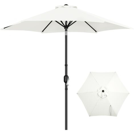 Yaheetech Parasol de Jardin Démontable Inclinable, Protection UV, avec Manivelle, 6 Baleines, pour Extérieur Terrasse Patio Plage Piscine Balcon, Crème