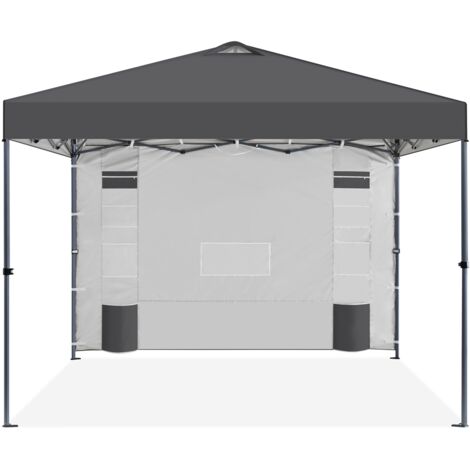 Yaheetech Tonnelle de Jardin Pop-up, Tonnelle Pliante 3x3 Imperméable avec Parois Latérale, Barnum Pliant Anti-UV en Hauteur Réglable pour Jardin Terrasse Camping (Gris Foncé, 3  3m)