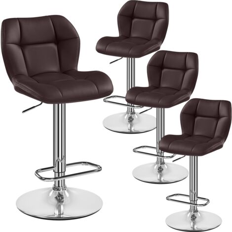 Yaheetech – Lot de 4 tabourets de bar réglables en hauteur – Similicuir et métal – Hauteur d'assise 62,5-84,5 cm – Capacité 136 kg – Design pivotant 360°