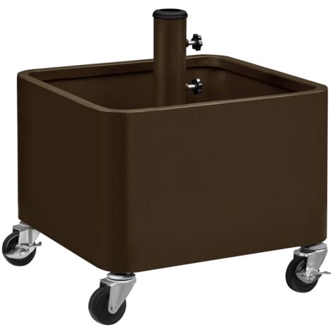 Yaheetech Pied de Parasol Carré avec Pot de Fleur 2 en 1, Support Parasol Base de Parasol avec roulettes, Trous de Drainage, Remplissage Sable/Pierres 45,5 x 45,5 x 48 cm