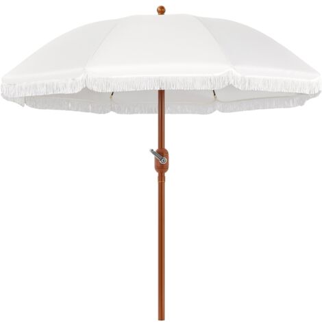Yaheetech Parasol de Jardin à Franges Inclinable,Ø235/275cm, Parasol d'extérieur Rond, Résistant à l'eau/UV, avec 8 Baleines,Manivelle, Housse de protection