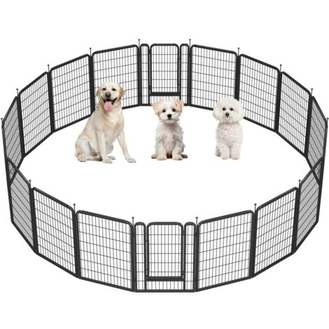 Yaheetech – Parc pour chien 16 panneaux enclos modulable 68 x 100 cm – Métal robuste avec piquets d'ancrage – Sécurisé pour chiots et rongeurs