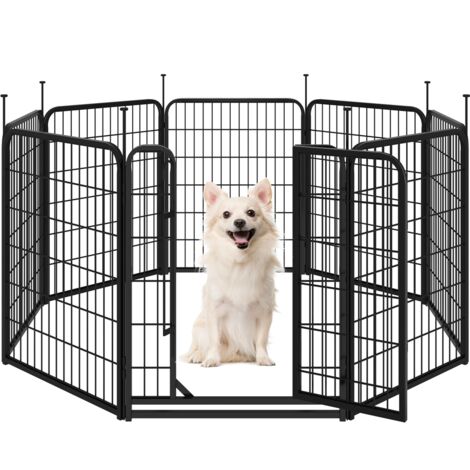 Yaheetech – Parc pour chien enclos 8 panneaux 65 x 80 cm – Métal robuste – Piquets d'ancrage à sommet plat – Sécurisé pour intérieur et extérieur