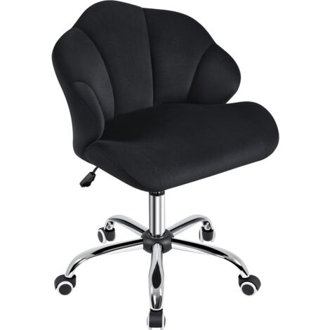 Yaheetech – Chaise de bureau ergonomique coquillage – Dossier réglable – Hauteur d'assise 47,5-57 cm – Tissu velours noir – Charge 136 kg