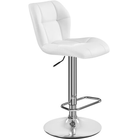 Yaheetech – Tabouret de bar réglable en hauteur – Similicuir blanc capitonné – Hauteur 89-111 cm – Charge max 136 kg – Design moderne pour cuisine et salle à manger
