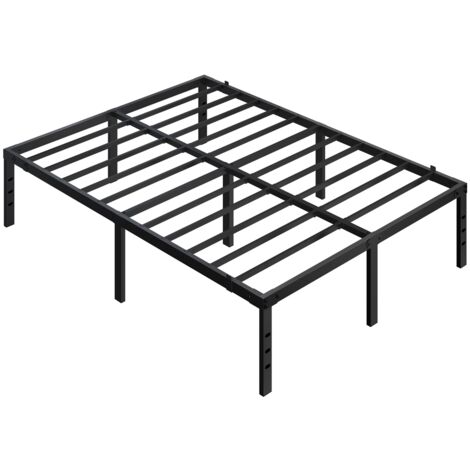 Yaheetech – Lit double en métal 160x200cm noir – Structure robuste sans sommier – Garde au sol 37,5 cm pour rangement – Design minimaliste moderne