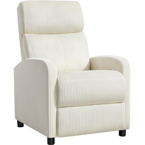 Yaheetech – Fauteuil relax inclinable en velours côtelé – Dossier réglable jusqu'à 160° – Rembourrage haute densité – Capacité 120 kg – Beige (1/5)