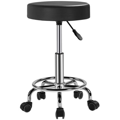 Yaheetech Tabouret de Bureau Hauteur Réglable 51-65 cm avec roulettes Rotation à 360° Tabouret de Travail Rotatif pour Bureau, Salon de Beauté et Massage, Clinique Noir (1/5)