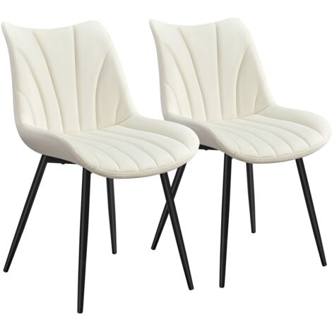 Yaheetech Lot de 2 Chaises de Salle à Manger avec Dossier, Chaise Cuisine Rétro, Assise en Velours et Pieds en Métal, Capacité 136kg, pour Salon, Chambre, Salle à Manger, Cuisine, Beige