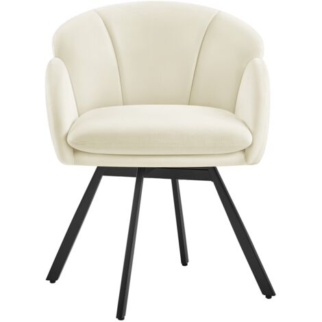Yaheetech Fauteuil Salon en Velours Chenille, Design Fleur, Chaise Coiffeuse Pivotante, Fauteuil Chambre Confortable avec Coussin Amovible pour Chambre Bureau Domicile Beige