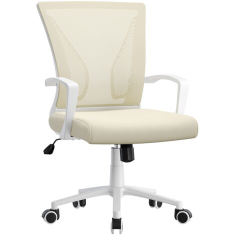 Yaheetech Chaise Bureau avec Siège Dossier en Maille Respirante Hauteur Réglable Fauteuil d'Ordinateur Inclinable à roulettes Pivotantes Charge 136kg Beige