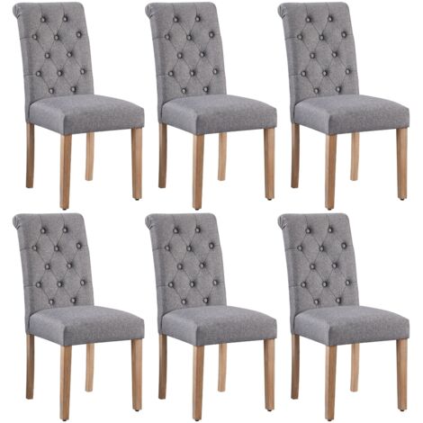 Yaheetech Lot de 6 Chaises de Salle à Manger avec Chêne Tissu Chaise de Salon Mobilier pour Bureau Cuisine Bar Réunion Hôtel 45,5 x 62 x 98,5cm Gris Foncé
