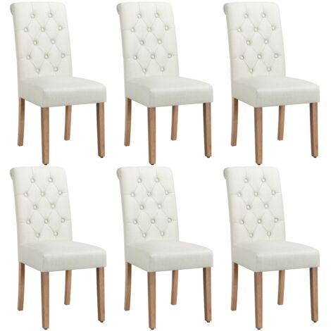 Yaheetech Lot de 6 Chaises de Salle à Manger avec Chêne Tissu Chaise de Salon Mobilier pour Bureau Cuisine Bar Réunion Hôtel 45,5 x 62 x 98,5cm Beige