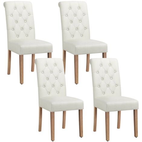Yaheetech Lot de 4 Chaises de Salle à Manger avec Chêne Tissu Chaise de Salon Mobilier pour Bureau Cuisine Bar Réunion Hôtel 45,5 x 62 x 98,5cm Beige