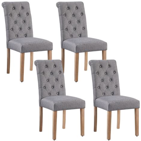 Yaheetech Lot de 4 Chaises de Salle à Manger avec Chêne Tissu Chaise de Salon Mobilier pour Bureau Cuisine Bar Réunion Hôtel 45,5 x 62 x 98,5cm Gris Foncé (1/5)