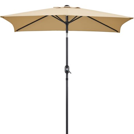 Yaheetech Parasol d'Extérieur Rectangulaire à 6 Baleines Haut de 200 cm Parasol Inclinable avec Cadre en Métal Bouton-poussoir Manivelle Protection Solaire pour Jardin Terrasse Patio Piscine Plage Bal