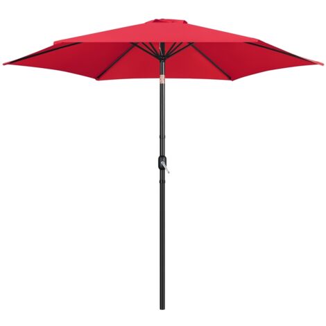 Yaheetech Parasol de Jardin Démontable Inclinable, Protection UV, avec Manivelle, 6 Baleines, pour Extérieur Terrasse Patio Plage Piscine Balcon, Rouge