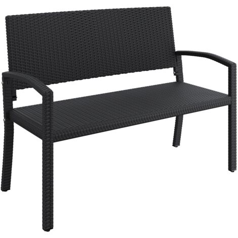 Yaheetech Banc de Jardin Extérieur en PEHD avec Accoudoirs et Dossier Canapé Extérieur avec Housse de Protection Contre Pluie Noir