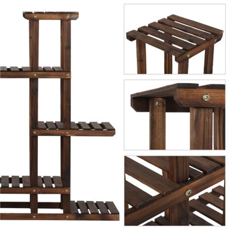 Yaheetech Étagère à Fleurs en Bois Porte Pots de Plante avec 7 Tablettes Escalier Présentoire de Jardin Balcon Terrasse Salon 97 x 25 x 96 cm