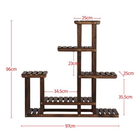 Yaheetech Étagère à Fleurs en Bois Porte Pots de Plante avec 7 Tablettes Escalier Présentoire de Jardin Balcon Terrasse Salon 97 x 25 x 96 cm