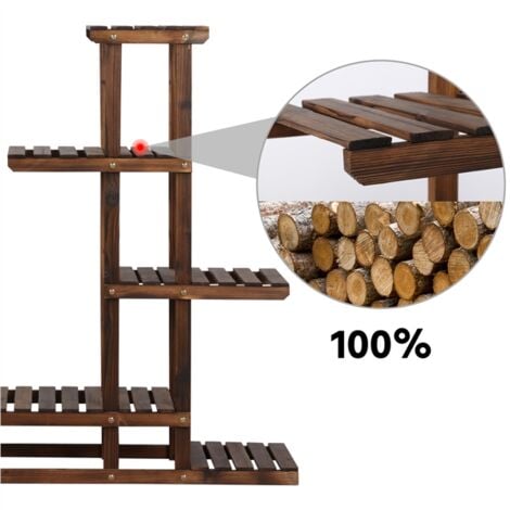 Yaheetech Étagère à Fleurs en Bois Porte Pots de Plante avec 7 Tablettes Escalier Présentoire de Jardin Balcon Terrasse Salon 97 x 25 x 96 cm