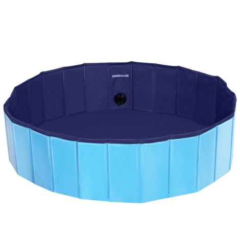 Yaheetech Piscine Pliable Bassin de Baignade Portable Bain pour Chien/Chat Animal Extérieur Intérieur Antidérapant avec Patchs de réparation Brosse L - 120 x 30 cm Bleu