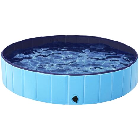 Yaheetech Piscine Pliable Bassin de Baignade Portable Bain pour Chien/Chat Animal Extérieur Intérieur Antidérapant avec Patchs de réparation Brosse XL - 140 x 30 cm Bleu