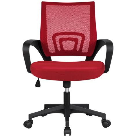 Yaheetech – Chaise de bureau ergonomique en maille – Dossier mi-haut respirant – Assise élargie 52,5x51cm – Hauteur réglable 35-45cm – Capacité 136kg