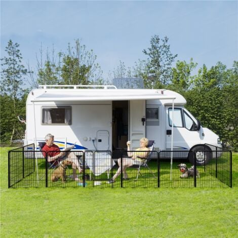 Yaheetech 6 Panneaux Parc Enclos pour Chiens Chiots Lapins Métal 80 x 80 cm Noir