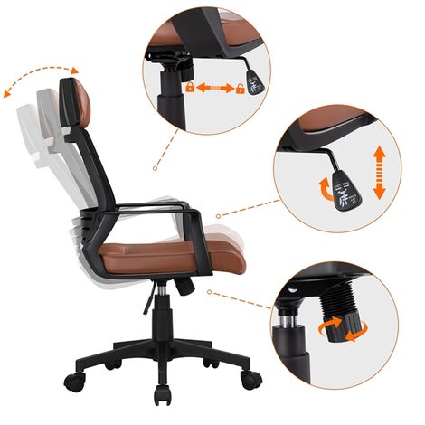 Yaheetech Chaise de bureau ergonomique, chaise de bureau respirante avec  dossier haut