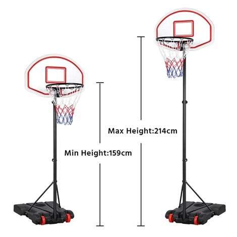 Yaheetech Panier de Basket-Ball sur Pied Hauteur Réglable 159-214 cm 5 Niveaux avec Support et roulettes 