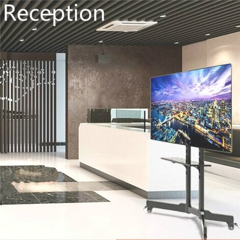 Yaheetech Support TV sur Pied Mobile Meuble TV avec Gestion des Câbles pour 32 à 65 Pouce écrans/LCD/LED/Plasma VESA 200x200 mm à 600x400 mm Hauteur Réglable, Support à 2 Barre, Charge Max de 50kg