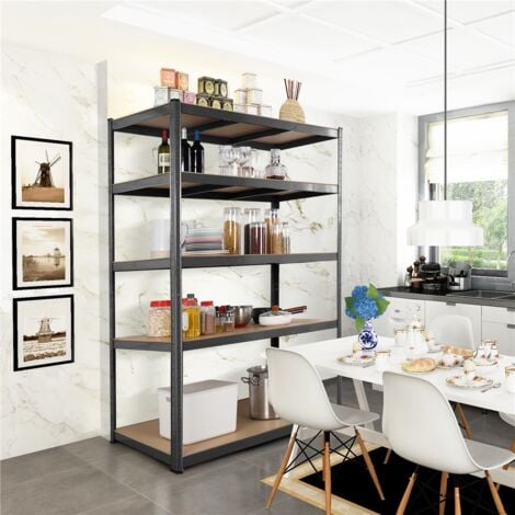 Yaheetech Étagères Charge Lourde 5 Niveaux 180x120x60cm Étagère de Rangement Réglable Max 875 kg pour Hangar Entrepôt Cave/Sous-Sol Noir