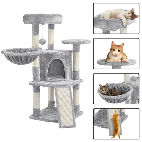 Yaheetech Arbre A Chat Design Centre D Activite Pour Chat Chaton Avec Poteaux Et Planche Sisal