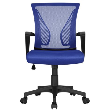Yaheetech – Chaise de bureau ergonomique – Dossier en maille respirante – Hauteur réglable 35-45cm – Assise rembourrée 49,5x51cm – Charge 136kg – Bleu