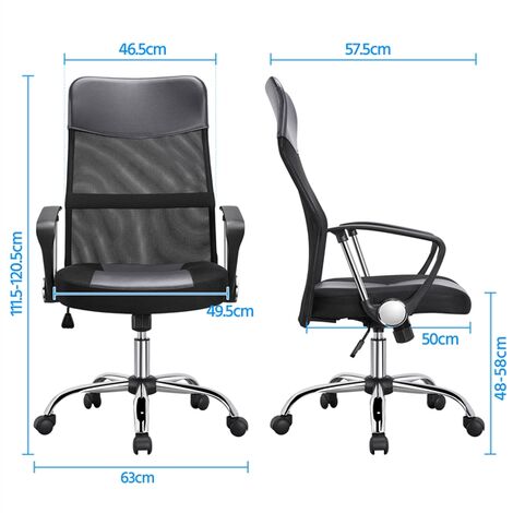 Yaheetech chaise bureau fauteuil de direction ergonomique hauteur réglable  similicuir pivotante charge max 136kg - Conforama