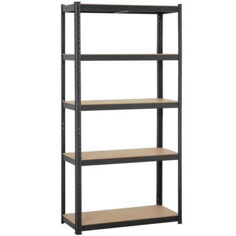 Yaheetech – Étagère de rangement pour garage 180 x 90 x 40 cm – 5 niveaux réglables tous les 4 cm – Charge maximale 175 kg par niveau – Panneau MDF et cadre en fer galvanisé