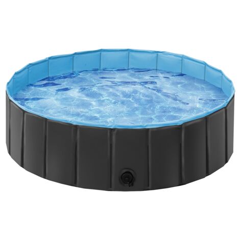 Yaheetech Piscine Pliable Bassin de Baignade Portable Bain pour Chien/Chat Animal Extérieur Intérieur Antidérapant avec Patchs de réparation Brosse M - 100 x 30 cm Noir