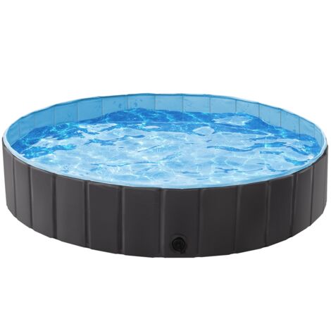 Yaheetech Piscine Pliable Bassin de Baignade Portable Bain pour Chien/Chat Animal Extérieur Intérieur Antidérapant avec Patchs de réparation Brosse XL - 140 x 30 cm Noir