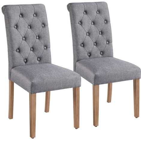 Yaheetech – Lot de 2 chaises de salle à manger en chêne et tissu – Confort optimal – Capacité 125 kg – Dimensions 45,5 x 62 x 98,5 cm – Pour cuisine et bureau