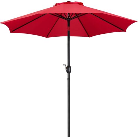 Yaheetech Parasol de Jardin Extérieur Parasol Inclinable avec Cadre en Métal Protection Solaire pour Jardin Terrasse Patio Piscine Plage Balcon Φ261 cm Rouge