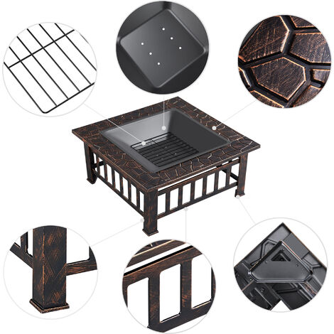 Yaheetech Brasero Exterieur pour Jardin Terrasses Brasero pour Fête Foyer Poêle Chauffant Cour 81 x 81 x 50 cm Copper