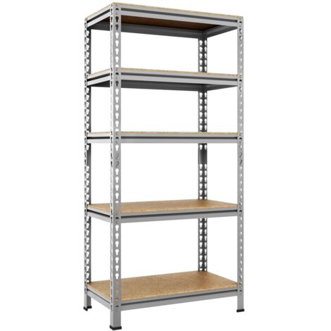 Yaheetech Rayonnage Etagères de Rangement Étagère Metallique Atelier/Garage/Cuisine Charge Lourde 130 kg par Niveau sans Boulons 150 x 70 x 30 cm/Gris Clair