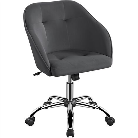 Chaise De Bureau Velours Gris – Pivotante 360° – Hauteur Réglable – Yaheetech